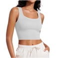 thumbnail image 3 of Aboser Womens Built in Bra Workout Tops Sleeveless Crop Athletic Shirt Breathable Square Neck Yoga Tops Slimming Soft Padded Sports Tank Top, 3 of 9
