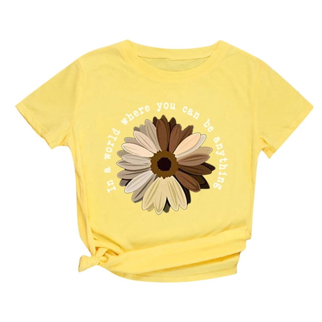 PMVFHDE Hauts à Manches Courtes pour Femmes Imprimé Graphique Floral Col Rond Ample Grande Taille T-Shirt Blouse