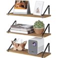 thumbnail image 1 of Floating Shelves Rustic Wood Wall Shelf Set of 3, Bookshelf Bathroom Shelf for Living Room, Office, and Bedroom (White), 1 of 5