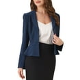 thumbnail image 4 of INSPIRE CHIC Work Short Blazer for Women's Lapel Collar Long Sleeve Ruffle Casual Office Jacket S Dark Blue, 4 of 6