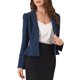 thumbnail image 4 of Blazer corto de trabajo INSPIRE CHIC para mujer con cuello de solapa, manga larga, volantes, chaqueta casual de oficina M azul oscuro, 4 of 6