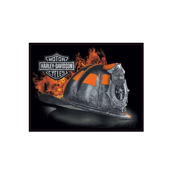 Harley-Davidson Embossed Firefighter Helmet Tin Sign, 17 x 13 inches 2011251, Harley Davidson