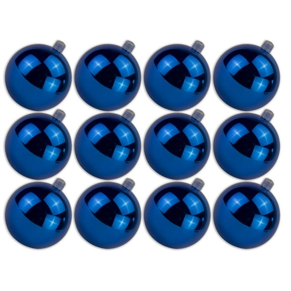 12 Pack 60mm 2.5" Shiny Blue Ball Ornament with Wire and UV Coating