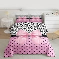 thumbnail image 2 of Castle Fairy Cartoon Pink Bow Knot Twin Comforter Sets,Black Polka Dots Bedding Set, 2 of 8