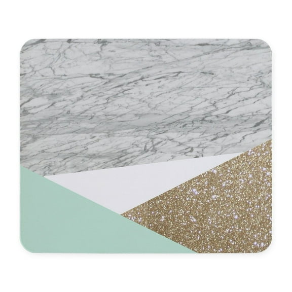 CafePress - Geometric Mint Gold Glitter Marble Mousepad - Non-slip Rubber Mousepad, Gaming Mouse Pad