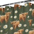 thumbnail image 3 of Green Highland Cow Daisy Pattern Shower Curtain 36"x72" ,Bathroom Decorative Shower Curtains Set with 12 Hooks,Modern Waterproof Washable Shower Curtain, 3 of 6