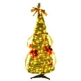 thumbnail image 2 of Gymax 4' Christmas Spruce Pre-lit Poinsettia Tree Decorated Pop-Up Artificial Christmas Tree, 2 of 8