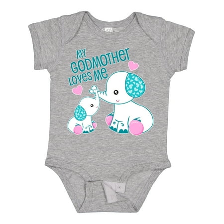 

Inktastic My Godmother Loves Me-cute Elephants Gift Baby Boy or Baby Girl Bodysuit