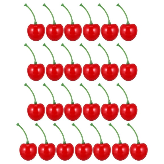 OUNONA 25 Pcs Fake Cherry Toy Window Display Ornaments Cherries Maraschino Red