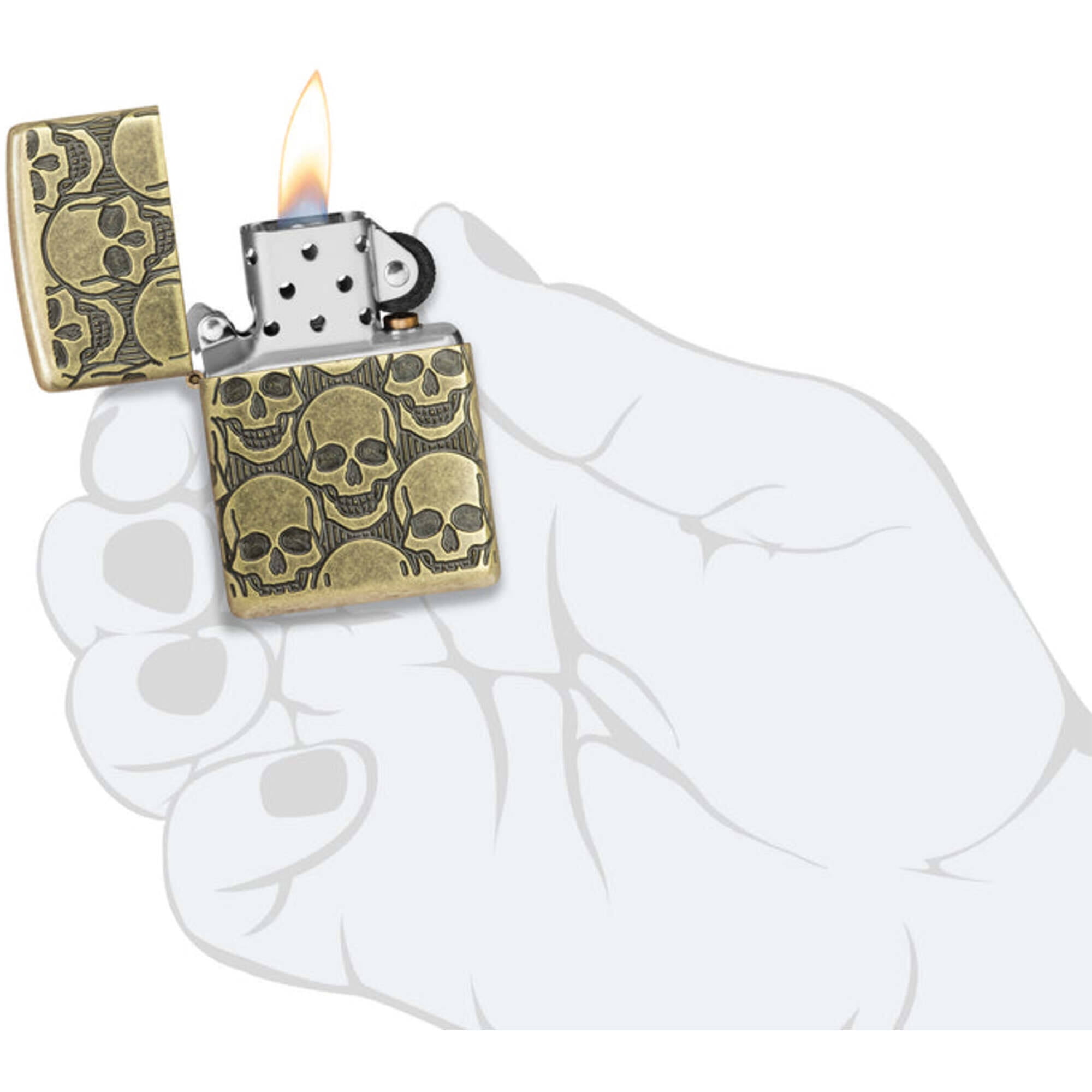Zippo 46302 Cackling Cranium Design Metal Windproof Pocket Lighter
