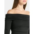 thumbnail image 4 of No Boundaries Off-The-Shoulder Mini Dress with Long Sleeves, Women's, 4 of 5