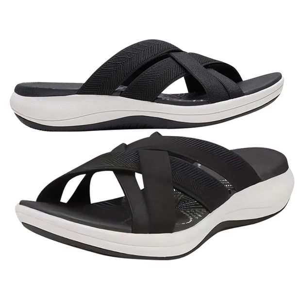 Sandalias deslizantes para mujer Sandalias de cuña con plataforma y correa cruzada ligeras para el verano