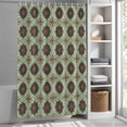 thumbnail image 5 of Abstract Floral Shower Curtain, Vintage Turquoise Moroccan Geometric Art Waterproof Shower Curtain Set with 12 Hooks Lightweight Bath Curtains Fabric Bathroom Decor 72x78 Inches, 5 of 9