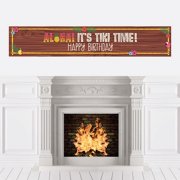 Angle View: Tiki Luau - Tropical Hawaiian Summer Birthday Party Decorations Party Banner