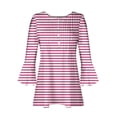 thumbnail image 4 of RXIRUCGD Blouse T-Shirt Décontractée à Rayures Mode Imprimée Col en V Manches Courtes Ample pour Femmes, Rouge, Taille : 2TG, 4 of 5