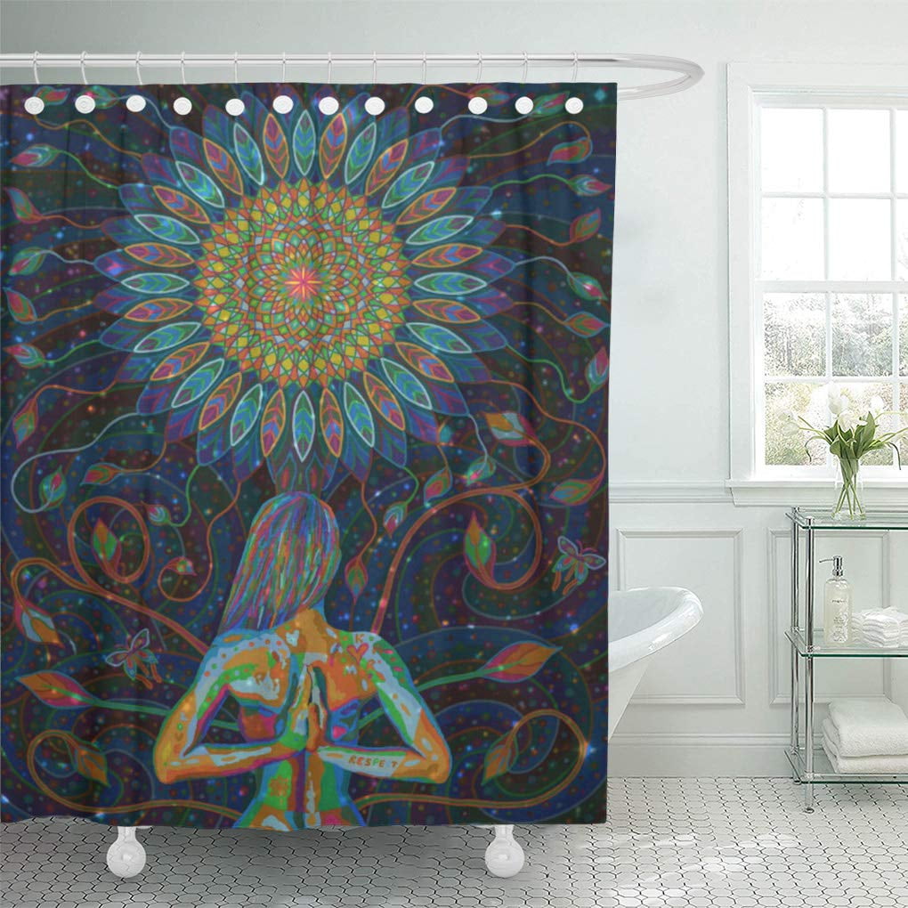 Abstract Hypnosis Pattern Bathroom Mat 72" Shower Curtain Liner Waterpoof Fabric 