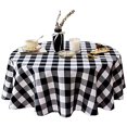 thumbnail image 1 of 55 Inch Round Tablecloth Checkered Round Table Cover for Wedding Kitchen Dinning Room White and Black, 1 of 1