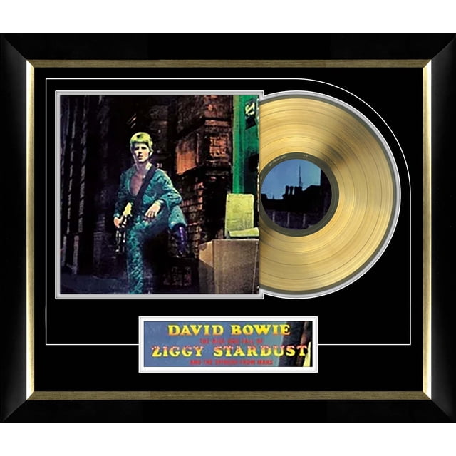 David Bowie Stardust Rég Housse de Musique Encadrée avec Vinyle Doré