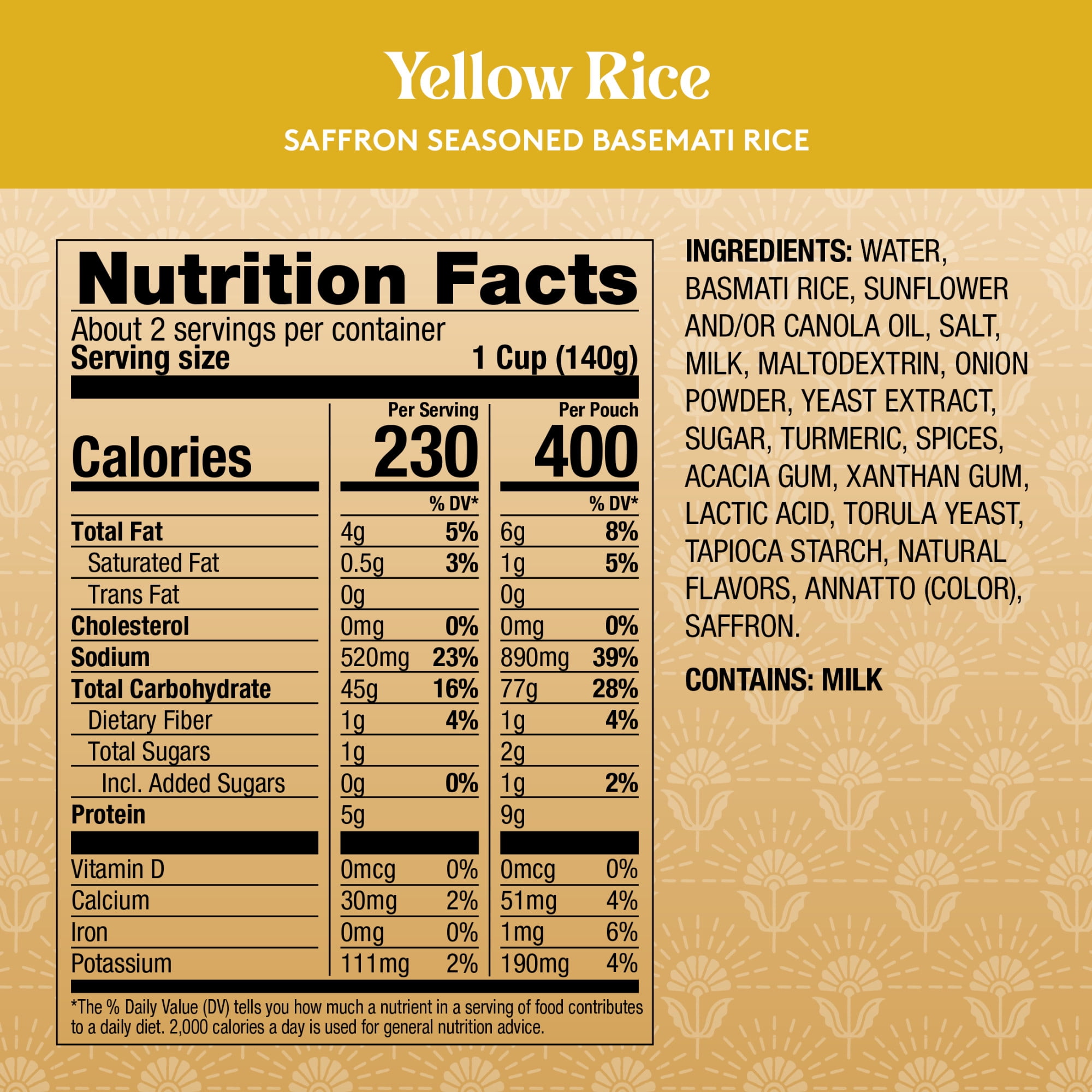 (3 pack) Royal Yellow Saffron Basmati Rice - Ready to Heat Basmati Rice - 8.5 oz Microwaveable Pouch
