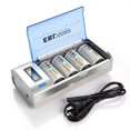 EBL Smart Battery Charger for C D AA AAA 9V Ni-MH Ni-CD Rechargeable Batteries with Discharge Function & LCD Display