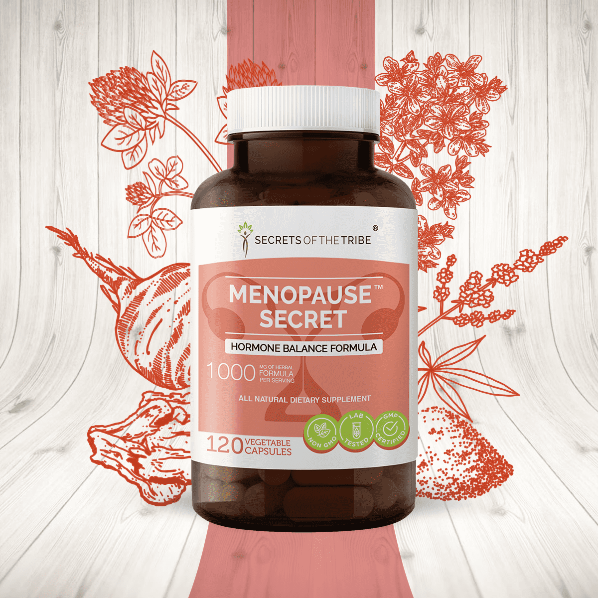 Menopause Secret 120 Capsules, 500 mg, Black Cohosh, Vitex, Red Clover