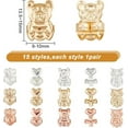 thumbnail image 2 of 15 Pairs 15 Style Brass Friction Ear Nuts Earring Backs Heart & Paw Print & Bear & Owl Mixed Color 13.5~15x9~10x4~5.5mm Hole: 3~4.5mm 1 Pair/style, 2 of 7