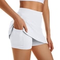 thumbnail image 2 of Women Active Sports Shorts High Waist Yoga Pants Wide Waistband - Nylon Spandex, 4-Way Stretch, Peach Design, Running Training Fitness, S-XXXXL, 2 of 5
