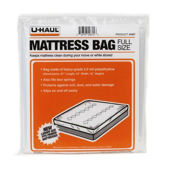 U-Haul Full Mattress Bag | Fits Full Mattresses Up To 10" Thick | MBF