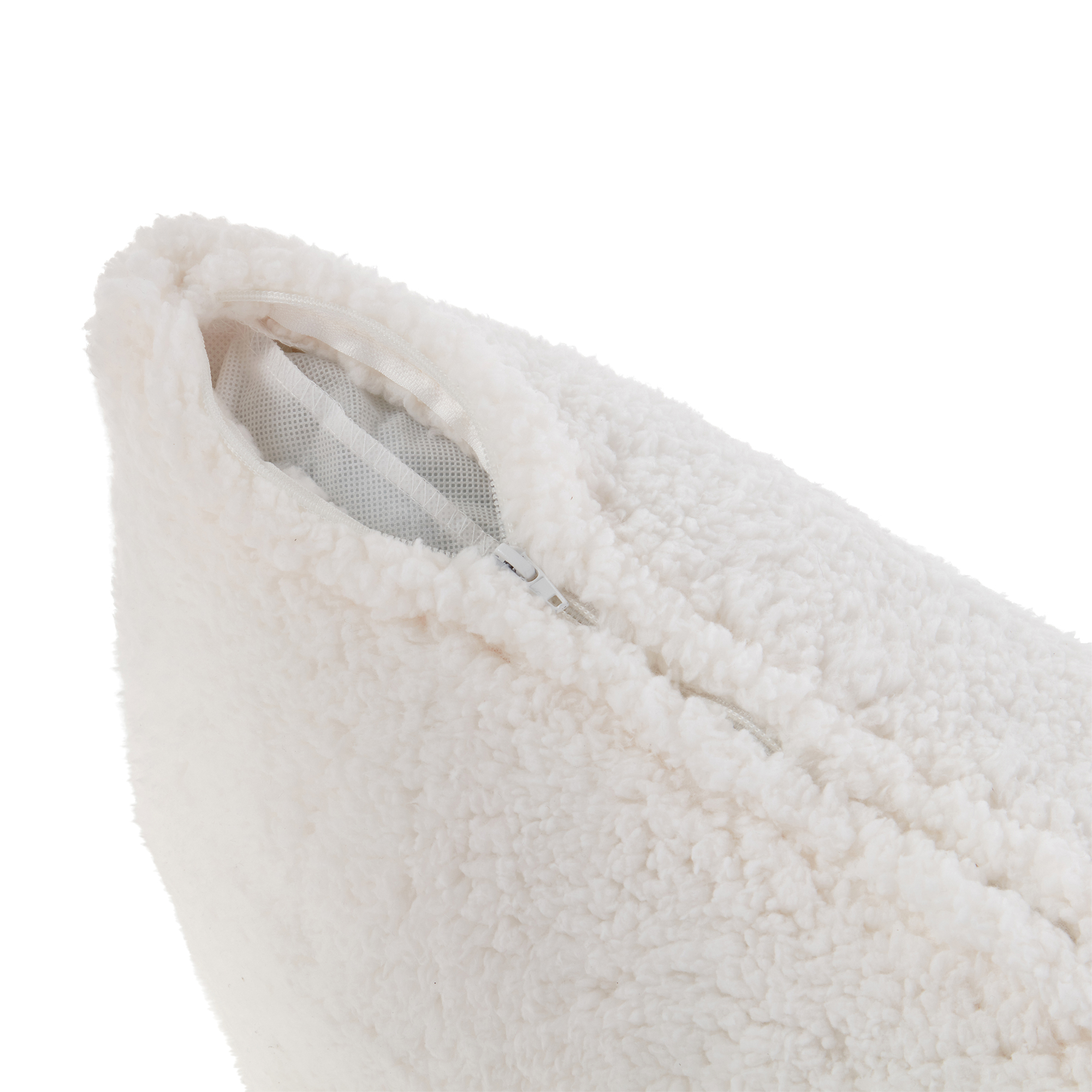 24" x 24" Sherpa Throw Pillow Cover in Snow