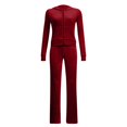 thumbnail image 3 of Women Fashion Solid Casual Sports Long Sleeve Top And Pants Two Piece Suit Women Suits for Women Formal plus Size Dresses Snowboard Apparel Womens plus Size Pantsuit Pant Suits for Women Dressy, 3 of 5