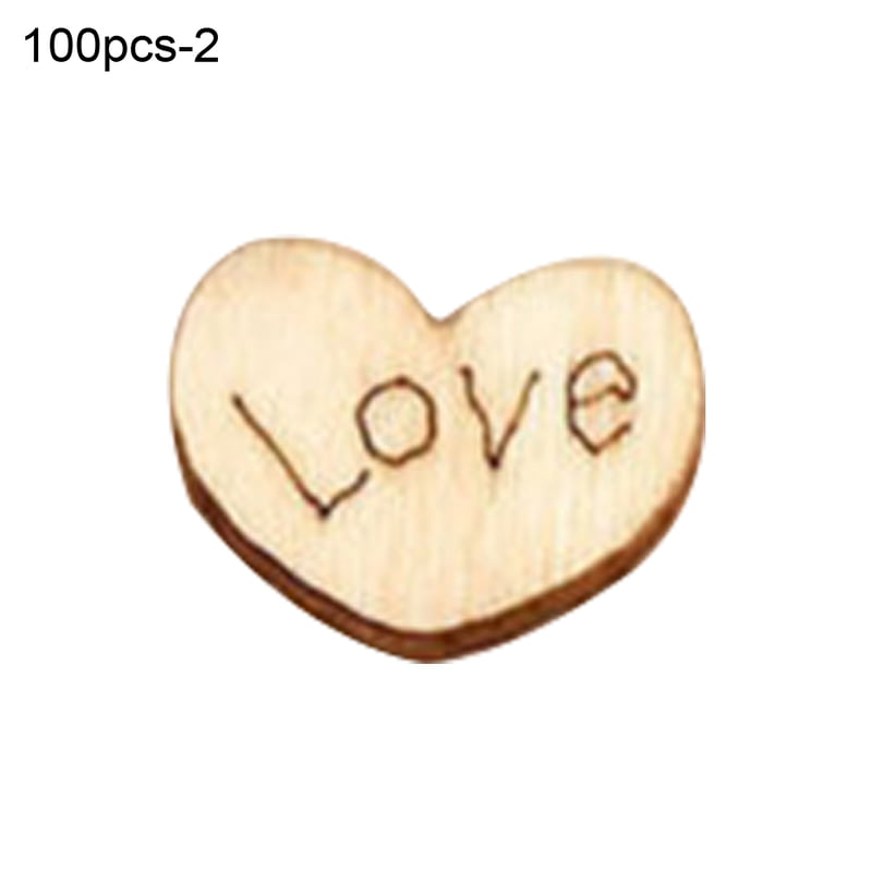 100pcs Rustic Wooden Love Heart Star Wedding Table Scatter Decoration Crafts DIY 