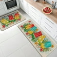 thumbnail image 2 of Hello Summer Popsicles Kitchen Rugs Set of 2, Tropical Palm Leaves Monstera Hibiscus Flower Kitchen Mats Decor, Seasonal Floor Door Mat Home Decorations -17x30 and 17x47 Inch, 2 of 6