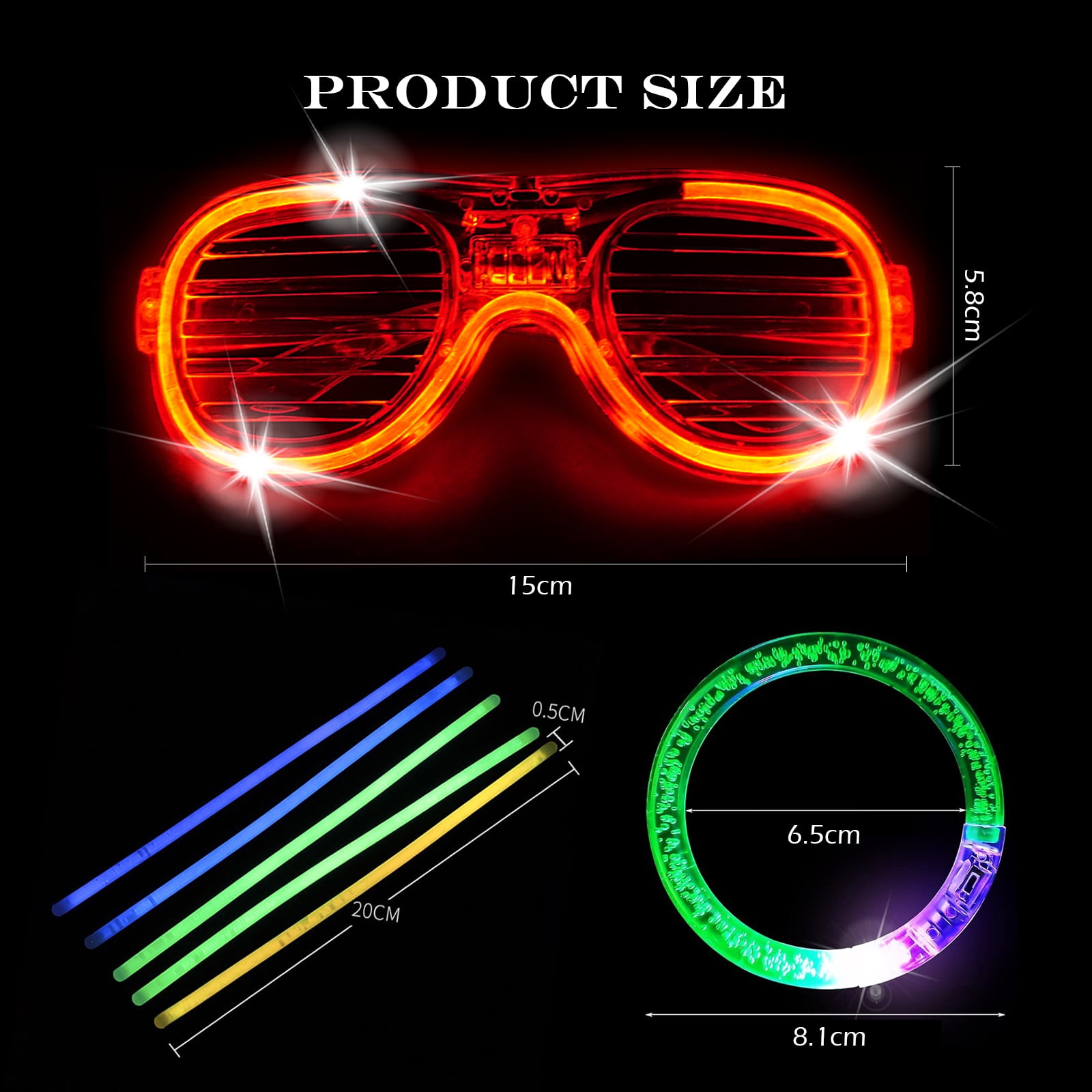 OneAndes 144 Pcs Glow Party Supplies, 100 Pcs Foam Glow Sticks, 20 Pcs LED Glasses and 24 Pcs Glow Sticks Bracelets, Neon Party Favors for Glow Party, Wedding, Concert, Raves and Birthday