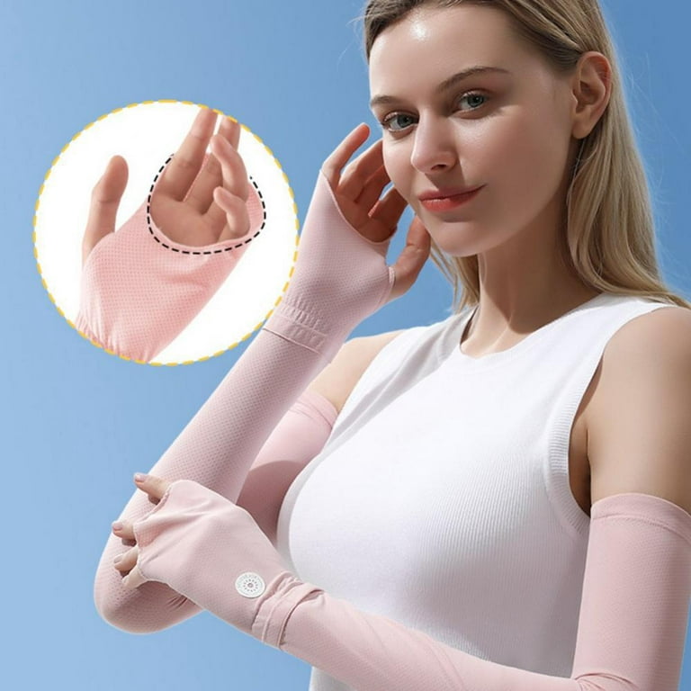 Women Sunscreen Fingerless Gloves UV Protection Driving Fishing Mittens 