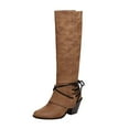 thumbnail image 2 of Herrnalise Large Size Women's Boots With Thick Heel British High Lace-Up Knight Boots Flash picks, 2 of 6