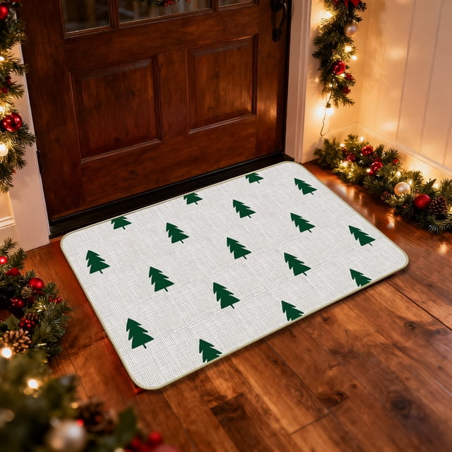 Christmas Tree Entrance Door Mat – Holiday Decoration Rug for Home, Office, and Shop Entryways