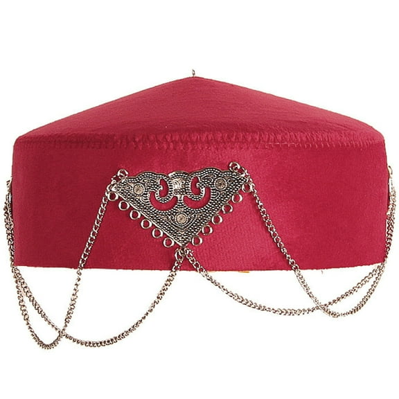 Traditional Kazakh Hat With Elegant Fringed For Cultural Event And Everyday Wear Breathable Polyester Ethnic Headwear