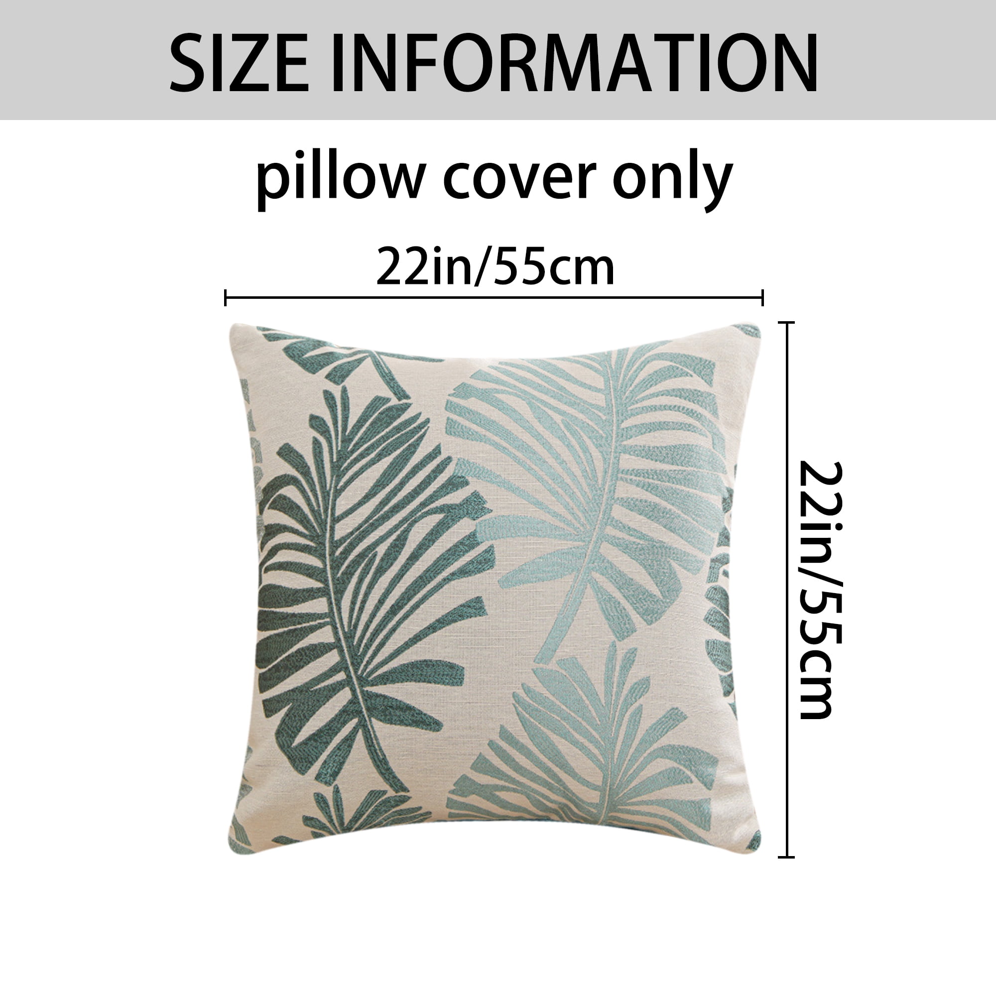 Unique Bargains Pack of 2 Soft Palm Leaf Pattern Cushion Case Green 22" x 22"