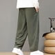 thumbnail image 4 of Pantalones largos de pana de color liso para hombre, estilo vintage, rectos, con cintura elástica y cordón, informales, para hombre, 4 of 9