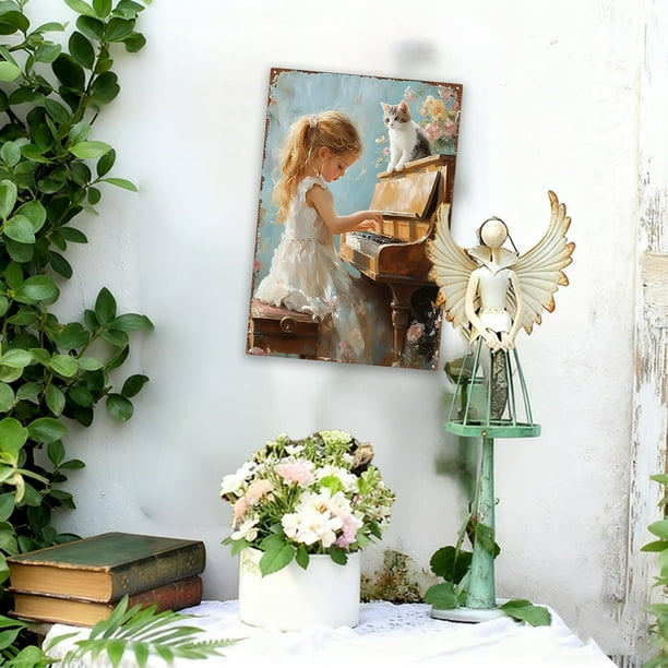 Arte mural de chapa metálica | Decoración retro multicolor de hierro para colgar en la pared | Chapa de hierro forjado resistente al agua y al óxido | Fácil instalación sin herramientas | Regalo
