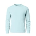 thumbnail image 5 of Domuza Mens Crew Neck Sweaters Long Sleeve Ribbed Textured Knitt Sweaters Fall Winter Warm Stylish Classic Fit Plain Pullover Top Light Blue 2XL, 5 of 6