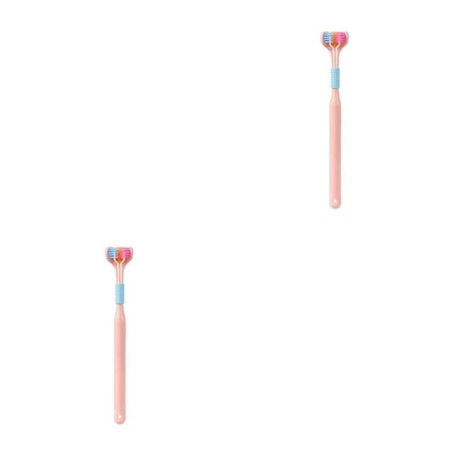 Vogacara Cepillo de portátil de 3 lados para adultos, cepillo de para en viajes de Hotel, herramienta de limpieza de cepillo de Rosado 2piezas Vogacara CBP444156