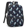 thumbnail image 2 of Astronaut Cat and Star Blue Pattern 17" Waterproof Oxford School Backpacks for Teens, S-Shape Padded Straps, for School, Travel, Hiking, Camping, 2 of 5