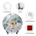 thumbnail image 4 of Kdxio The World Map with Cartoon Animals Bone China Decorative Plate Ceramic Decorative Plate for Home Office Wall Stand Decorative Plates for Home Bedroom-8in, 4 of 6