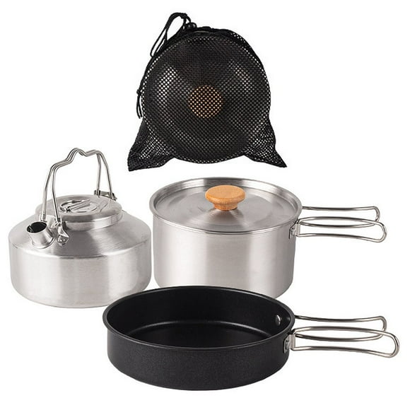HLONK Camping Cookware Set Stainless Steel Campfires Cooking Pot  Pan and Kettle Combos Kits with Storage Bag Outdoor Cook Set
