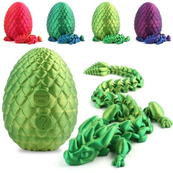 Cocobaby 3D Printed Articulated Crystal Dragon with Egg Flexible Joints Surprise Dragon