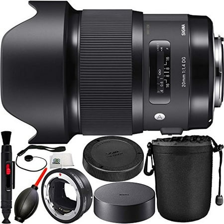 Sigma 20mm f/1.4 DG HSM Art Lens for Canon EF with MC-11 Mount Converter/Lens Adapter (Canon EF-Mount Lenses to Sony E) 8PC Bundle. Includes Manufacturer Accessories + Lens Pen + Dust Blower +