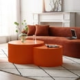 thumbnail image 6 of WILLIAMSPACE Nesting Coffee Table Set of 2, Matte Black Round Wooden Coffee Tables, Modern Luxury Side Tables Accent End Table for Living Room Apartment, 6 of 9