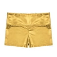 thumbnail image 4 of Moggemol Big Girls Athletic Dance Shorts Shiny Metallic Hot Pants High Waist Gymnastic Boyshorts Gold 6, 4 of 5