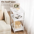 thumbnail image 6 of Small Side Table with 3-Tier Shelf, Wood End Table for Living Room Bedroom, Narrow Nightstand for Small Spaces, White, 6 of 8